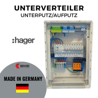 Hager Kleinverteiler 2-Reihig Aufputz/Hohlwand/Unterputz 24TE ISO-Konforme Bestückung Aufputz