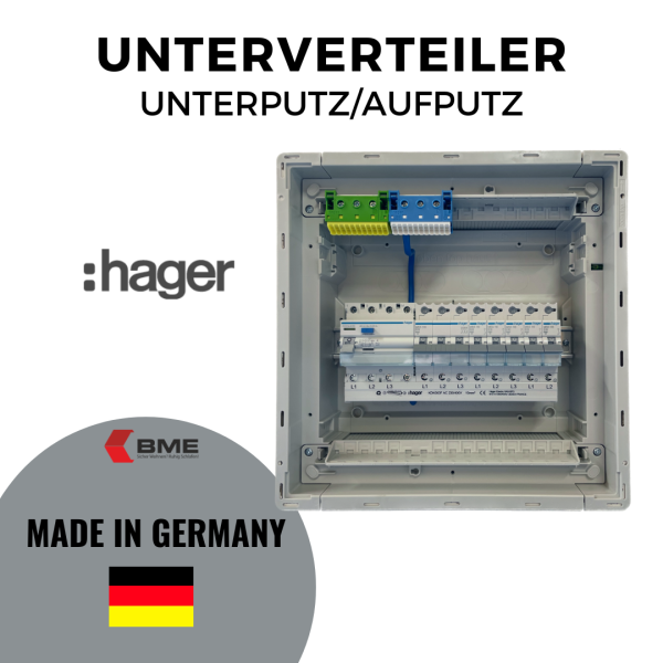Hager Kleinverteiler 1-Reihig Aufputz/Hohlwand/Unterputz 12TE ISO-Konforme Bestückung